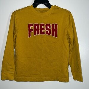 Old Navy Mustard and Red 'Fresh' Long Sleeve Tee